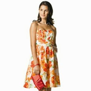 David's Bridal NWT Orange Floral Dress 2